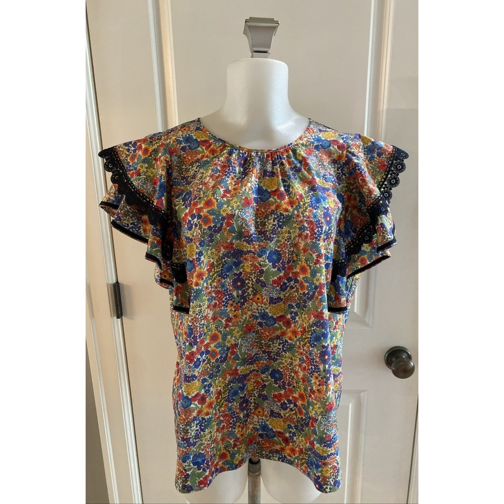 J‎ CREW Top Womens L Liberty Fabrics Cotton Poplin Margaret Annie Floral Boho